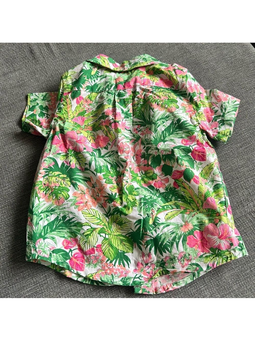Janie and Jack Green Pink Tropical Shirt 12-18 Months - Picture 4 of 5